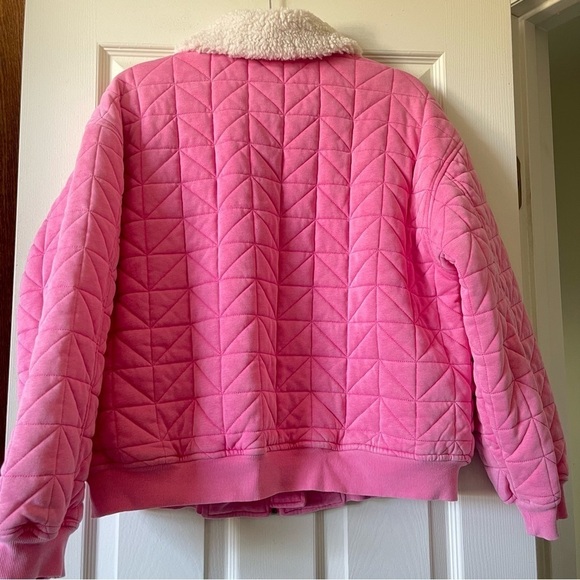 New Blue B Collection Quilted Winter Jacket Oversized Women S Full Zip Pink - Picture 4 of 13